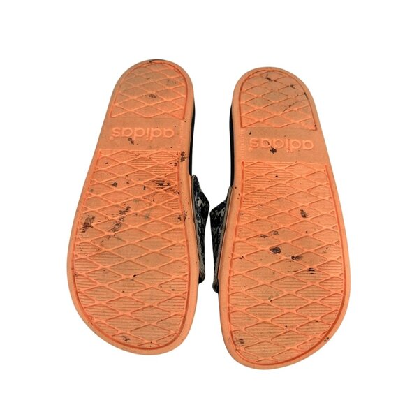 Adidas Womens Slide Sandals 6 Black Marble Design Rubber Sole Comfortable Fit - Picture 5 of 6